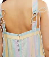 Free People Primavera Stripe Square Neck Sleeveless Midi Shift Dress