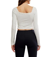 Free People Scarlet Smocked Square Neck Long Sleeve Cropped Top