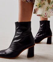 Free People Sienna Leather Square Toe Ankle Booties