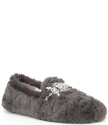 Free People Slumber Party Rhinestone Fux Fur Slippers