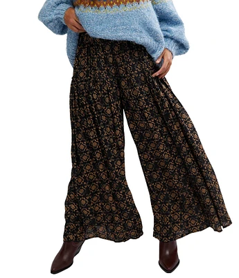 Free People So Charming Floral Print Wide Leg Pull-On Pants