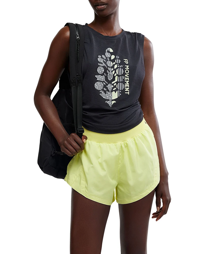 Free People Sport Mode Crew Neck Sleeveless Muscle Logo Tank