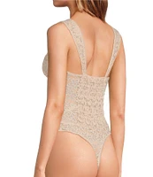 Free People Strike A Pose Lace Cut-Out Sweetheart Neck Sleeveless Bodysuit