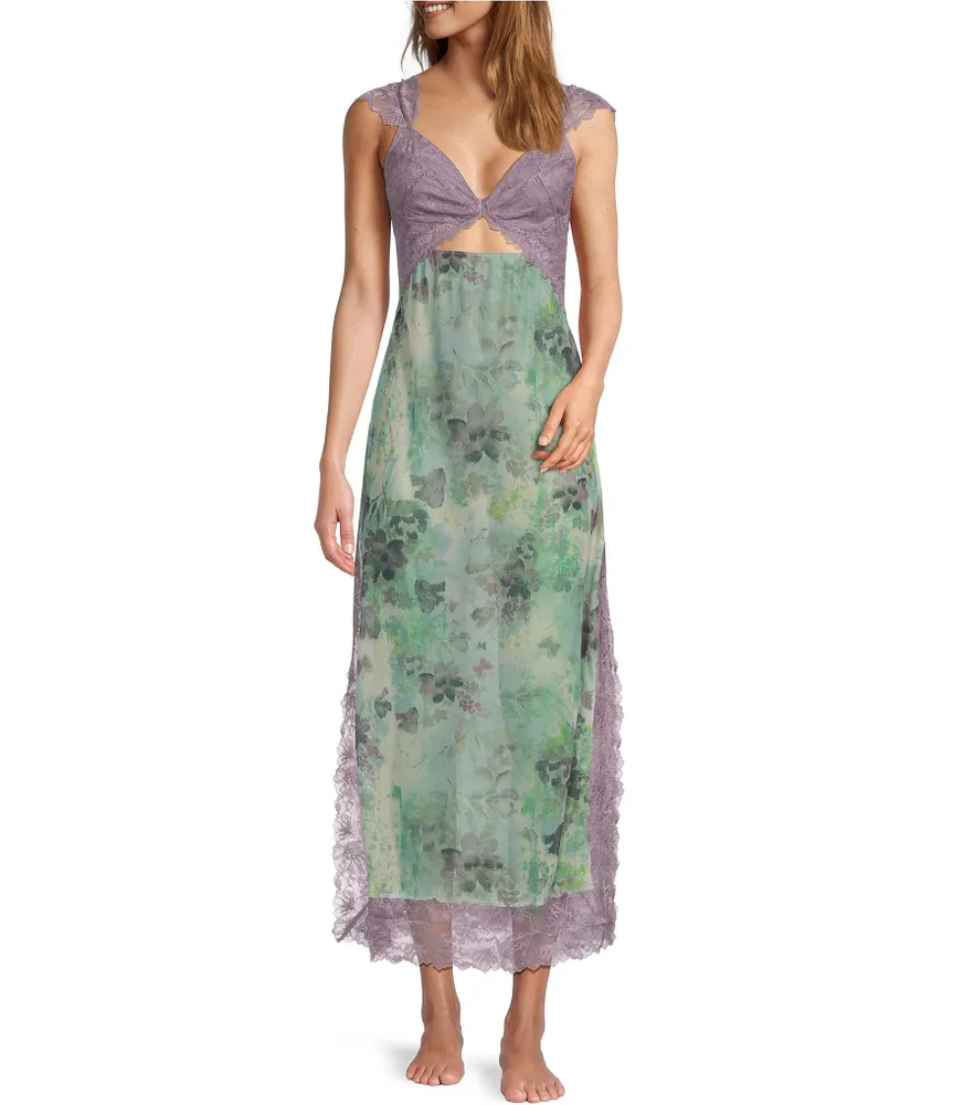 Free People Suddenly Fine Sheer Lace Sweetheart Neck Slip