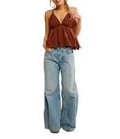 Free People Sunny Days Embroidered Plunge V-Neck Sleeveless Cami