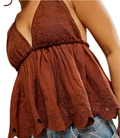 Free People Sunny Days Embroidered Plunge V-Neck Sleeveless Cami