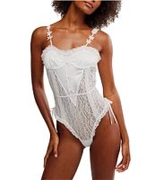 Free People Sweet Cheeks Lace Sweetheart Neck Bodysuit