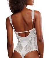 Free People Sweet Cheeks Lace Sweetheart Neck Bodysuit