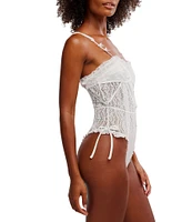 Free People Sweet Cheeks Lace Sweetheart Neck Bodysuit