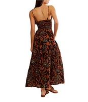 Free People Sweet Nothings Floral Print Smocked V-Neck Sleeveless Maxi Dress