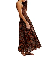 Free People Sweet Nothings Floral Print Smocked V-Neck Sleeveless Maxi Dress