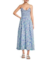 Free People Sweet Nothings Floral Print Smocked V-Neck Sleeveless Maxi Dress