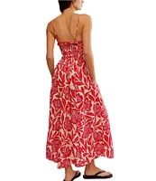 Free People Sweet Nothings Floral Print Smocked V-Neck Sleeveless Maxi Dress