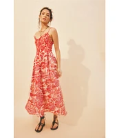 Free People Sweet Nothings Floral Print Smocked V-Neck Sleeveless Maxi Dress