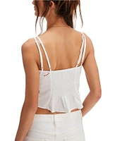 Free People Sweet Sammi Battenberg Eyelet V-Neckline Sleeveless Top