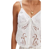 Free People Sweet Sammi Battenberg Eyelet V-Neckline Sleeveless Top