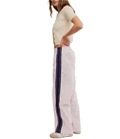 Free People Team Spirit Mid Rise Wide Leg Track Pants