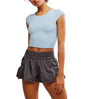 Free People Tempo Ribbed Baby Crew Neck Cap Sleeve Tee