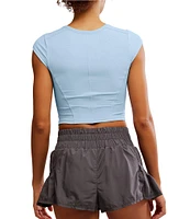Free People Tempo Ribbed Baby Crew Neck Cap Sleeve Tee