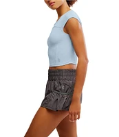 Free People Tempo Ribbed Baby Crew Neck Cap Sleeve Tee
