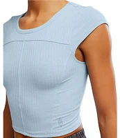 Free People Tempo Ribbed Baby Crew Neck Cap Sleeve Tee