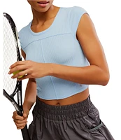 Free People Tempo Ribbed Baby Crew Neck Cap Sleeve Tee