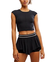 Free People Tempo Ribbed Baby Crew Neck Cap Sleeve Tee