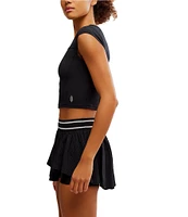Free People Tempo Ribbed Baby Crew Neck Cap Sleeve Tee