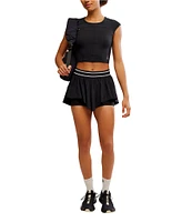 Free People Tempo Ribbed Baby Crew Neck Cap Sleeve Tee