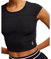 Free People Tempo Ribbed Baby Crew Neck Cap Sleeve Tee