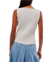 Free People Tilly Ribbed Knit Crew Neck Sleeveless Fitted Vest