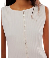 Free People Tilly Ribbed Knit Crew Neck Sleeveless Fitted Vest