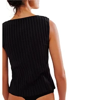 Free People Tilly Ribbed Knit Crew Neck Sleeveless Fitted Vest