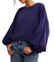 Free People Trish Crew Neck Long Sleeve Sweatshirt Top