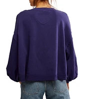 Free People Trish Crew Neck Long Sleeve Sweatshirt Top