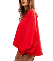 Free People Trish Crew Neck Long Sleeve Sweatshirt Top