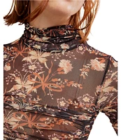 Free People Under It All Floral Mesh Turtleneck Long Sleeve Bodysuit