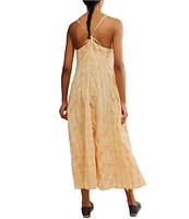 Free People Via Plaid Print V-Neck Sleeveless Button-Front Dress