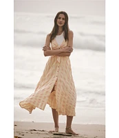 Free People Via Plaid Print V-Neck Sleeveless Button-Front Dress