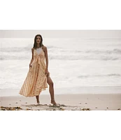 Free People Via Plaid Print V-Neck Sleeveless Button-Front Dress