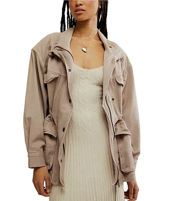 Free People We The Free Arya Point Collar Neck Long Sleeve Utility Jacket