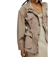 Free People We The Free Arya Point Collar Neck Long Sleeve Utility Jacket