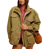 Free People We The Free Arya Point Collar Neck Long Sleeve Utility Jacket