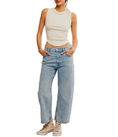 Free People We The Free Deep Trance Dropped Denim High Rise Wide Leg Boyfriend Jeans