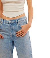 Free People We The Free Deep Trance Dropped Denim High Rise Wide Leg Boyfriend Jeans