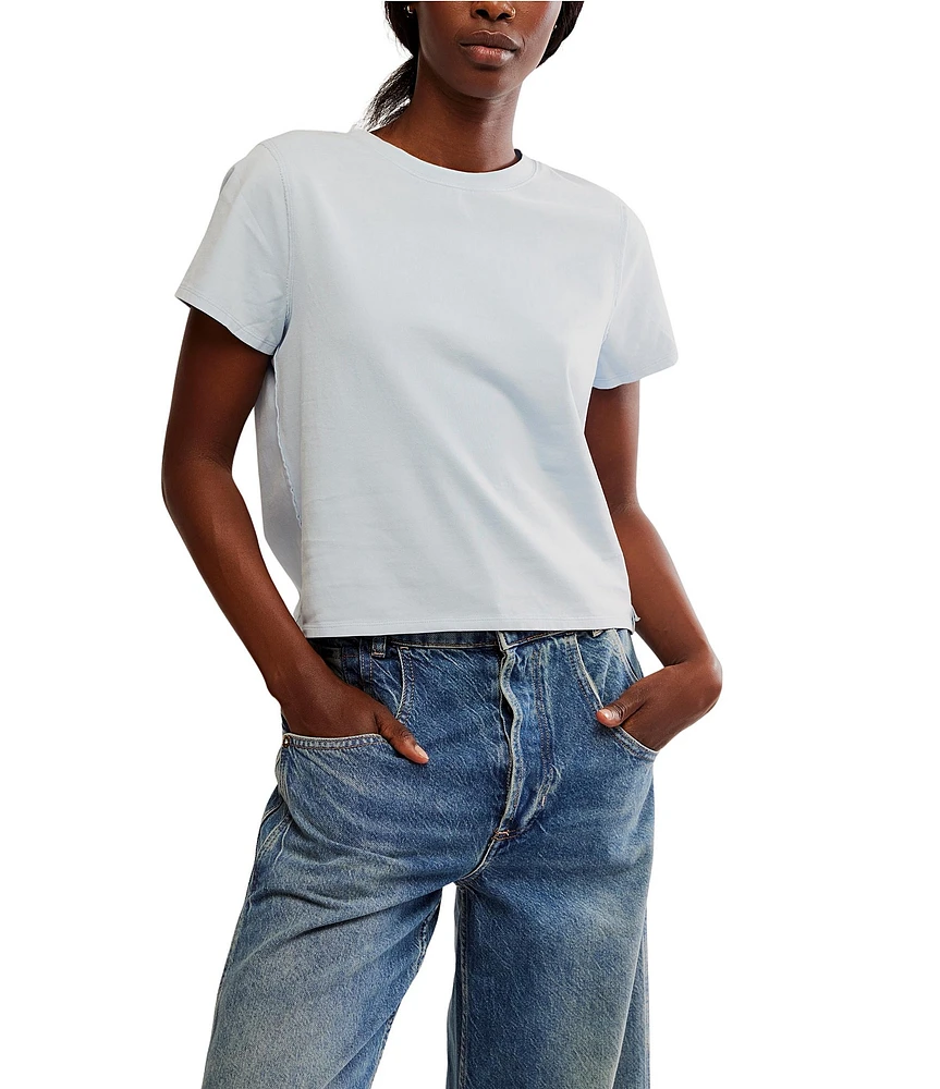 Free People We The Free Everyday Crew Neck Short Sleeve Semi Cropped Tee