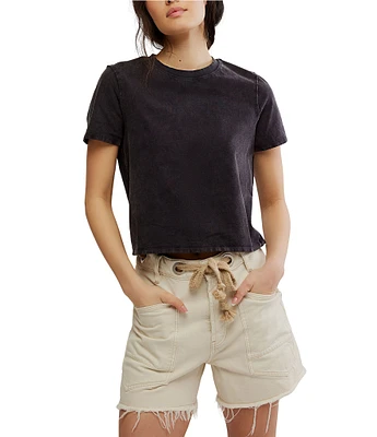 Free People We The Free Everyday Crew Neck Short Sleeve Semi Cropped Tee