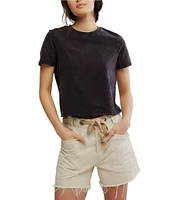 Free People We The Free Everyday Crew Neck Short Sleeve Semi Cropped Tee