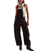 Free People We The Free Good Luck Corduroy Square Neck Sleeveless Barrel Leg Overalls