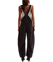 Free People We The Free Good Luck Corduroy Square Neck Sleeveless Barrel Leg Overalls